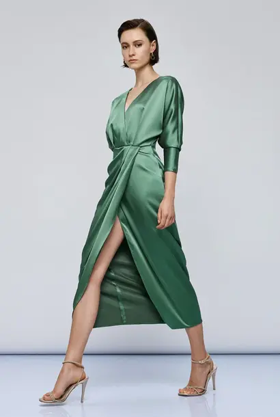 Womans dress : Satin wrap BASIL