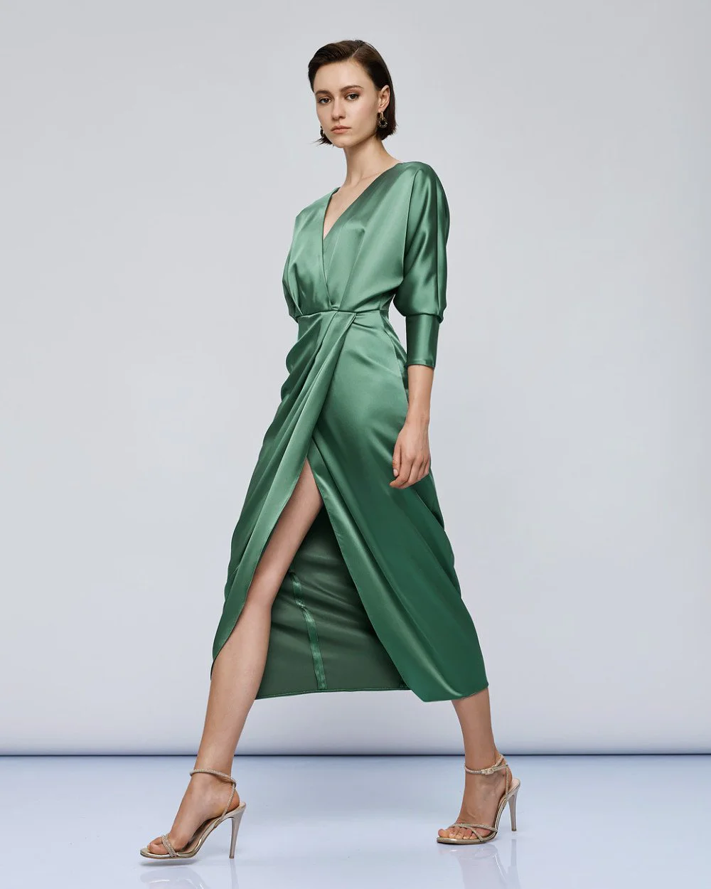 Womans dress : Satin wrap BASIL-1