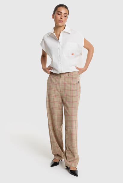 Woven Barrel check Pants - Sand