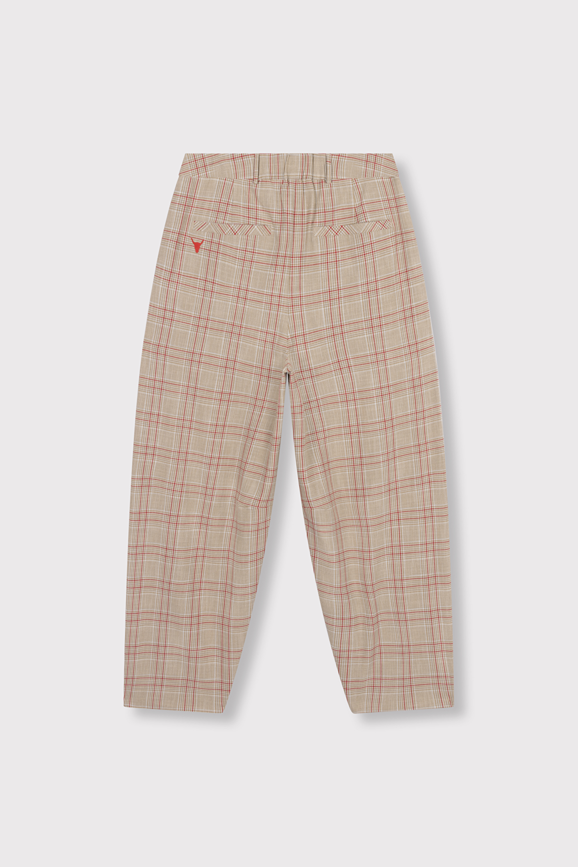 Woven Barrel check Pants - Sand-3