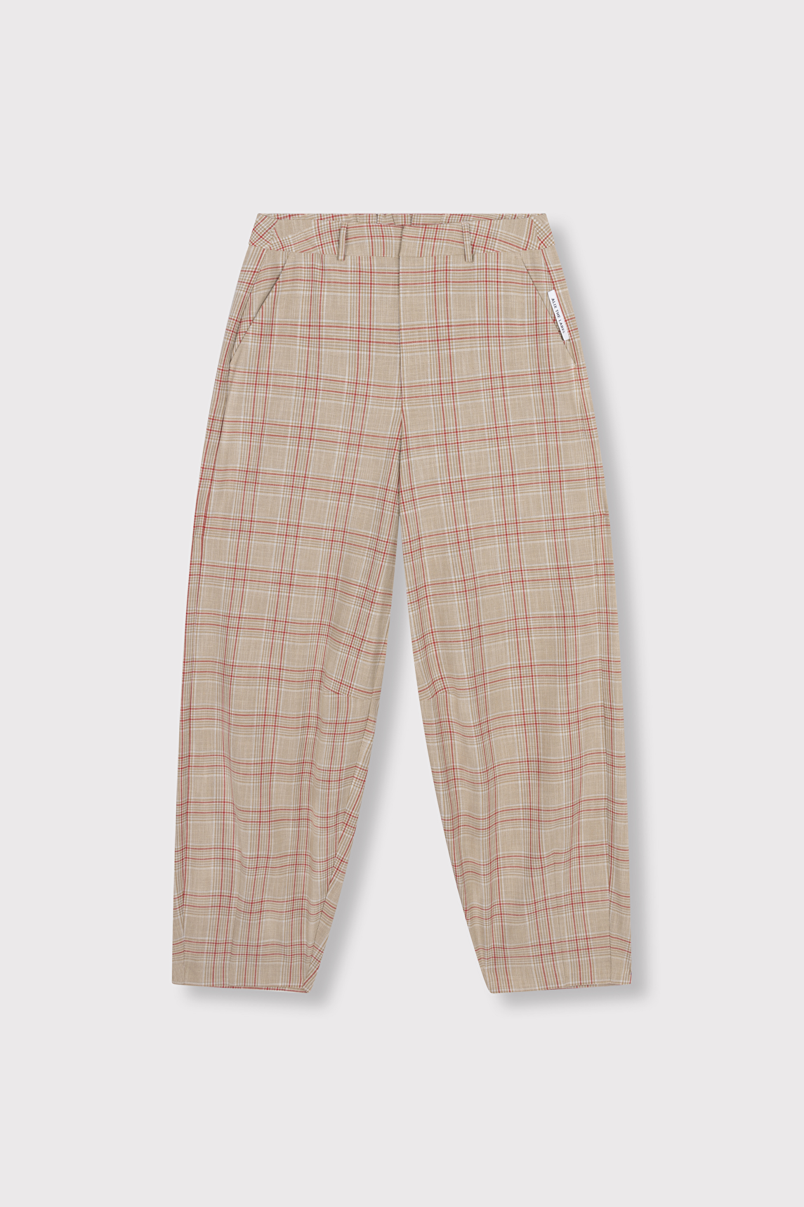 Woven Barrel check Pants - Sand-4