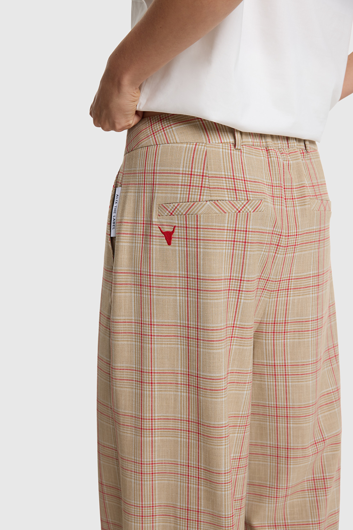 Woven Barrel check Pants - Sand-2