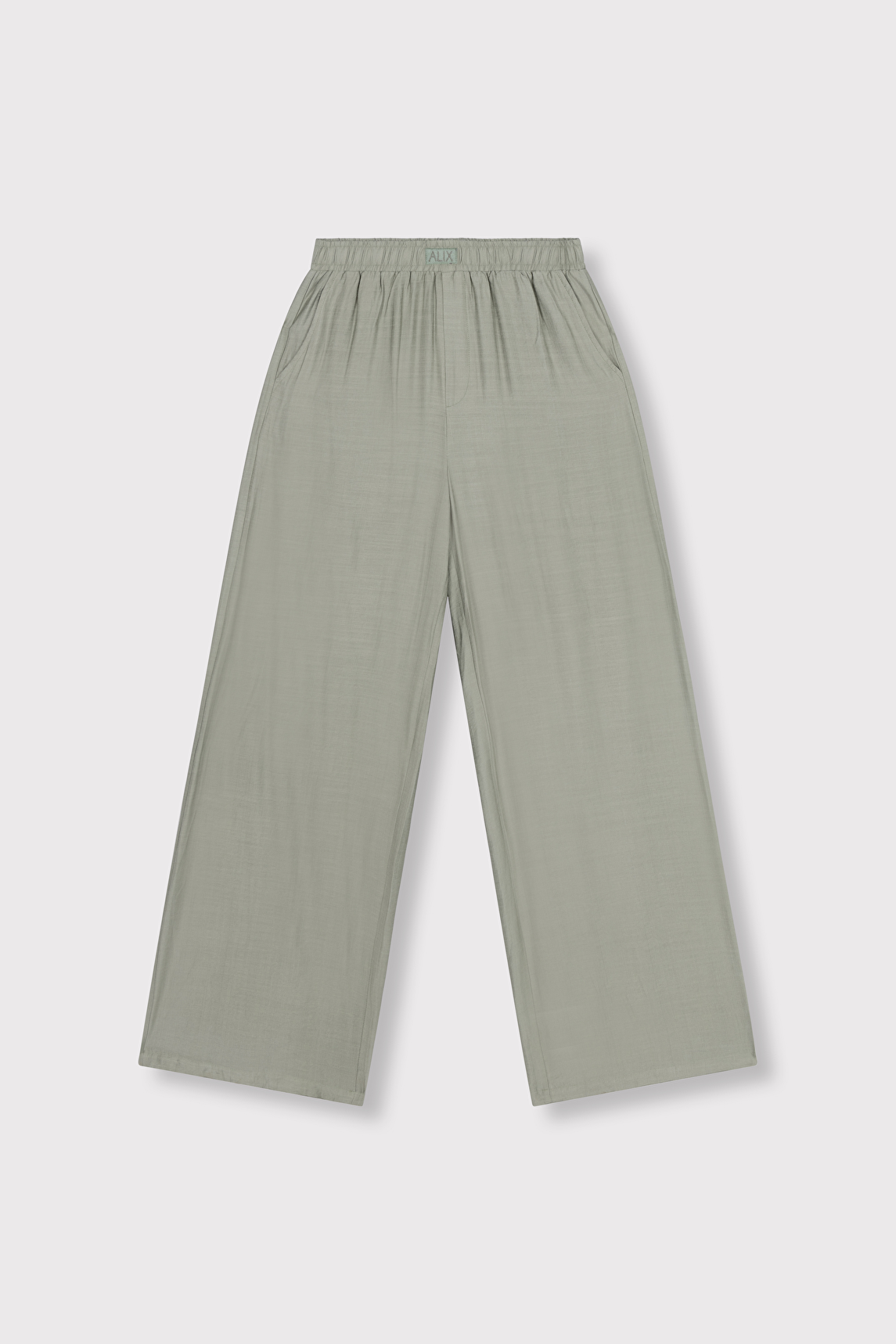 Woven irregular Wide leg Pants - Light Army-3