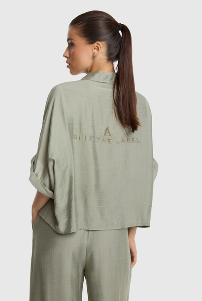Woven irregular Oversized Blouse - Light Army