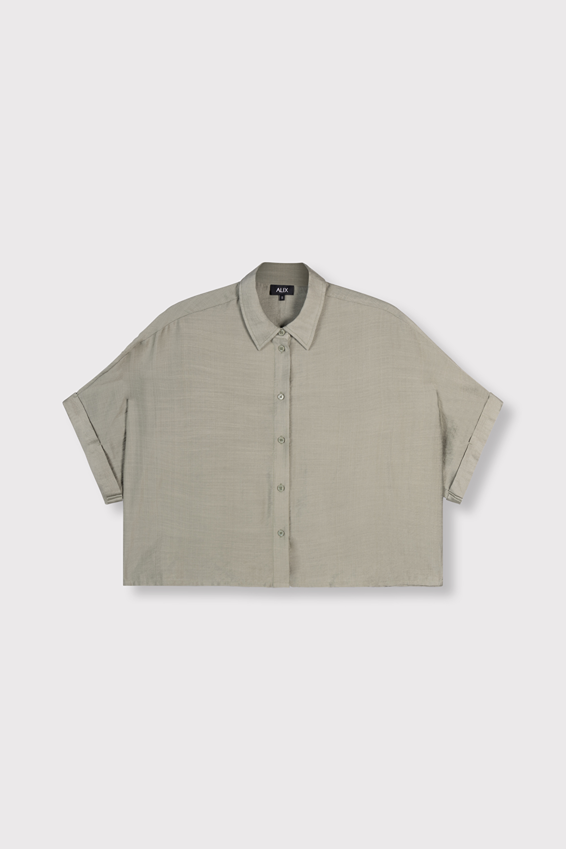 Woven irregular Oversized Blouse - Light Army-4