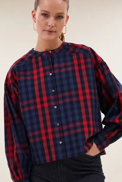 Ella red check Blouse