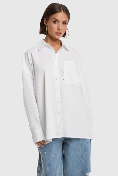Woven Oversized Blouse -  Soft White