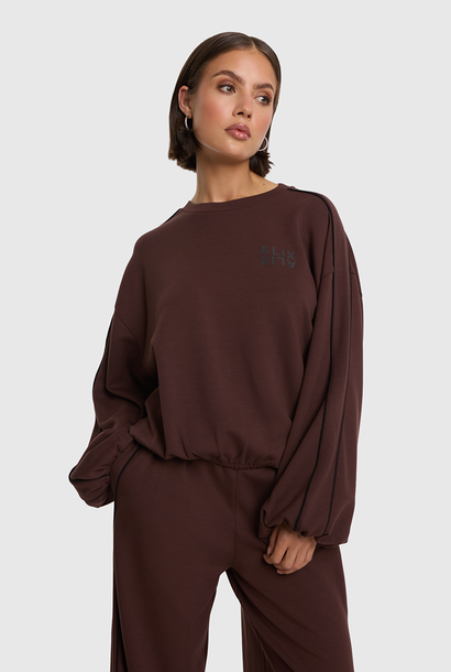 Knitted Piping Sweater - Warm Brown