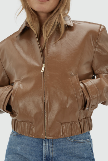 Peaden Faux Leather Jacket - Cognac