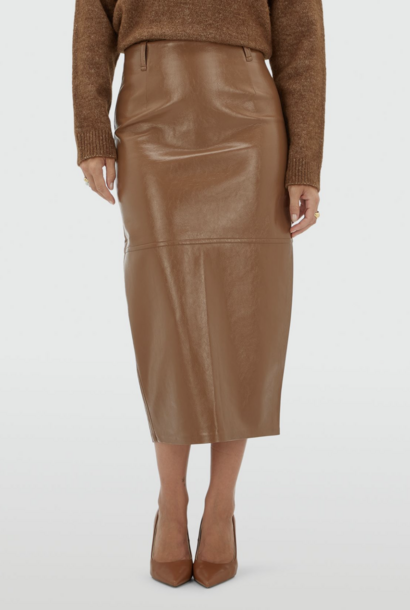 Sally Faux Leather Skirt - Cognac