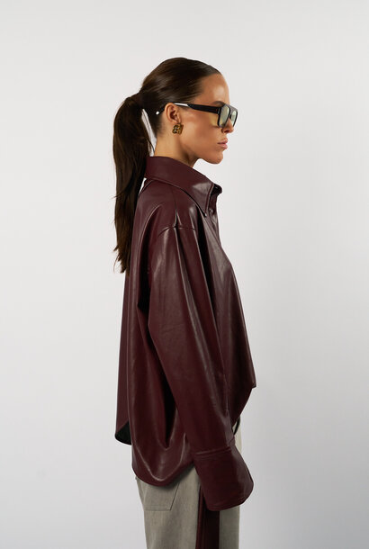 Julietta Faux Leather Blouse - Bordeaux