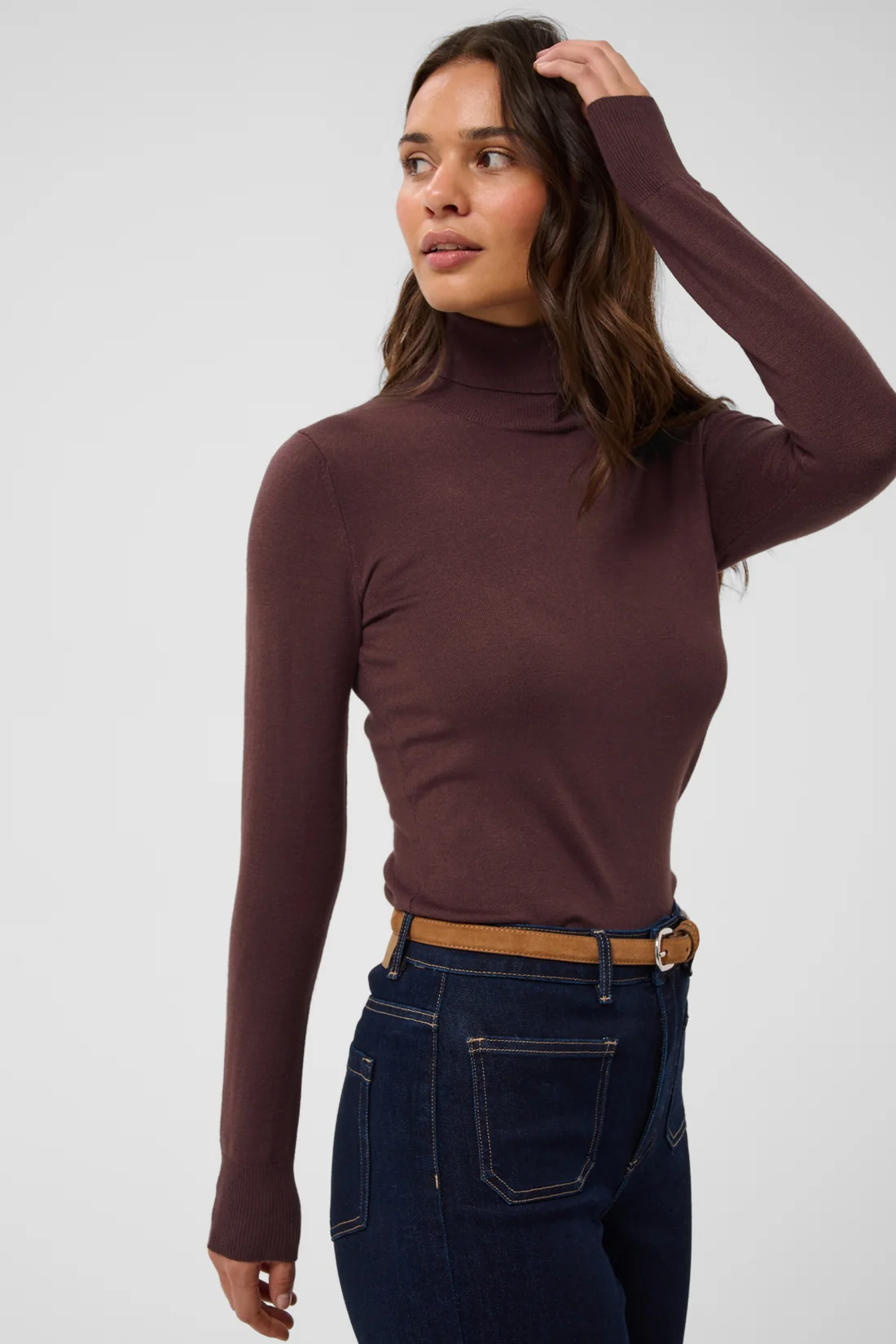 Astrid Roll Neck - Fudge-2