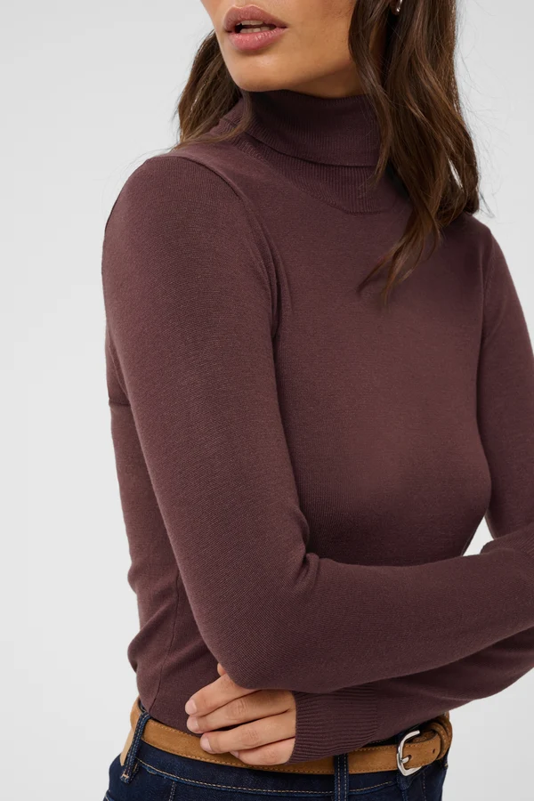 Astrid Roll Neck - Fudge-3