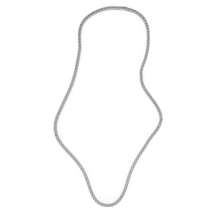 Tennis Diamond Necklace 3MM Stones - Silver-2