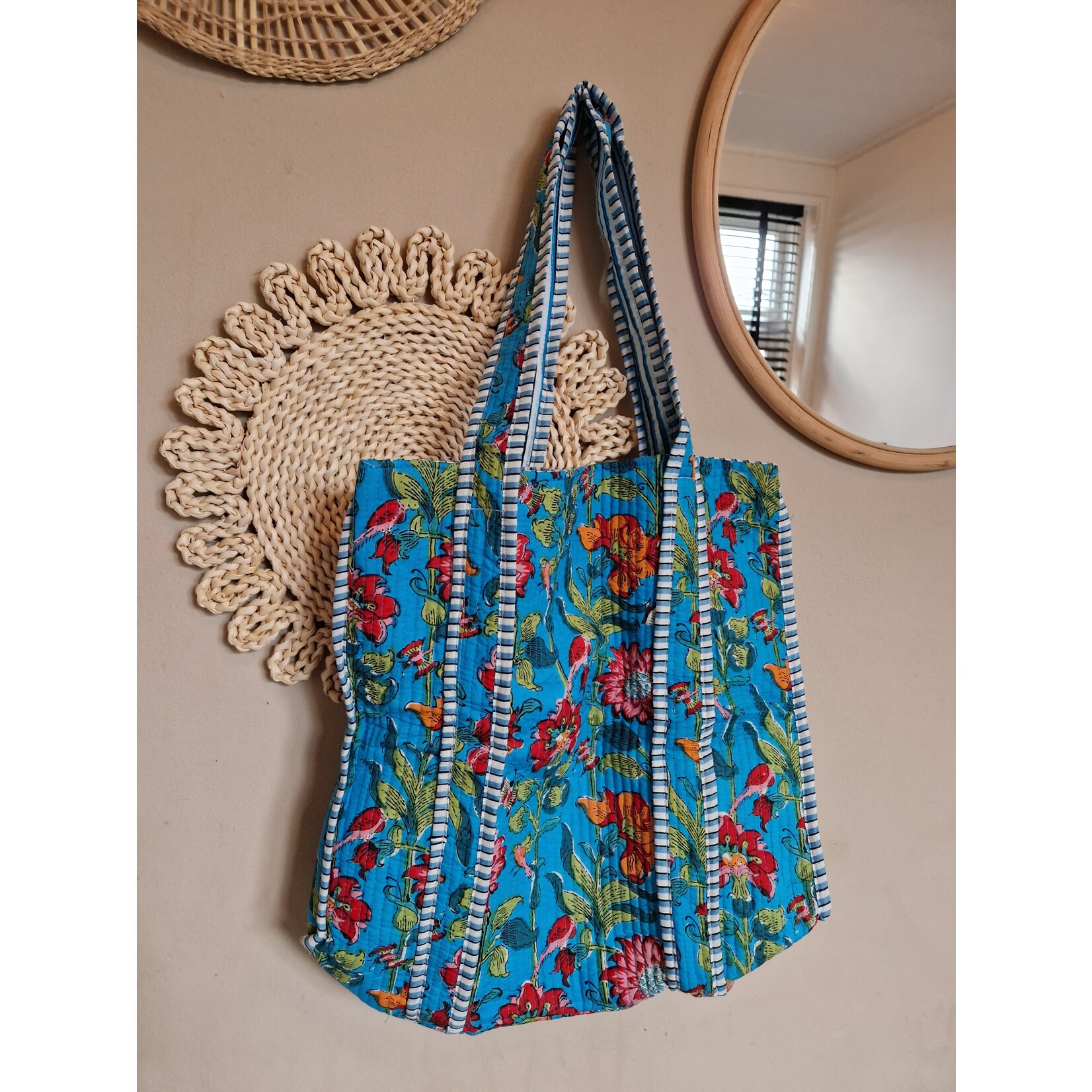 Omkeerbare shopper | Blue flowers