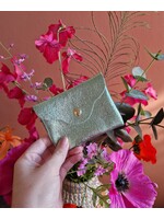 Leren portemoneetje | Mint metallic