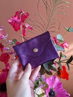 Leren portemoneetje | Paars metallic