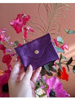 Leren portemoneetje | Paars metallic
