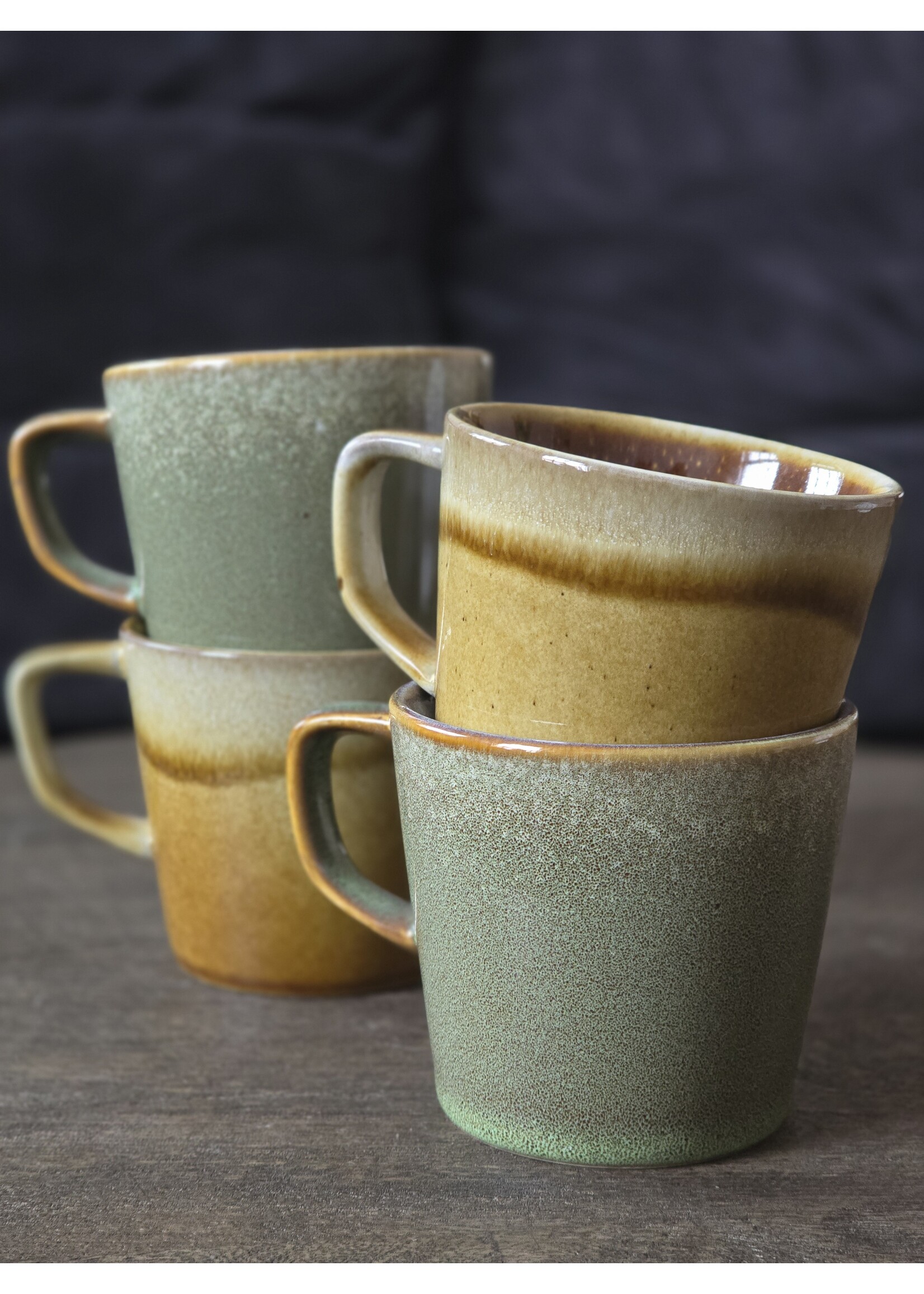 Lavandoux Koffiekopjes | Set van 4 | Groen/Oker