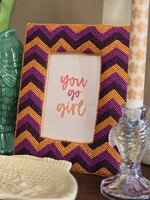 Beaded fotolijst | Paars/oranje