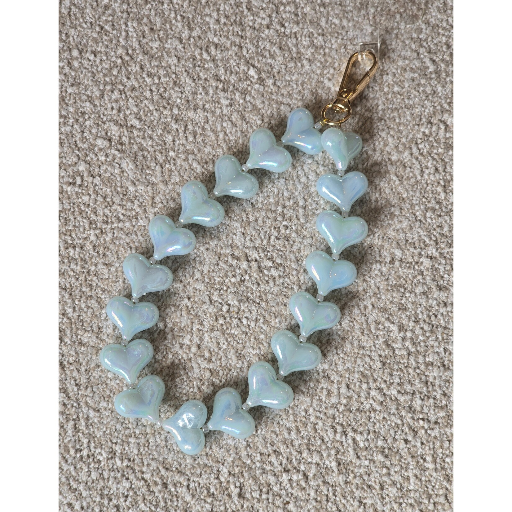 Telefoonkoord | Hartjes | Pearl turquoise