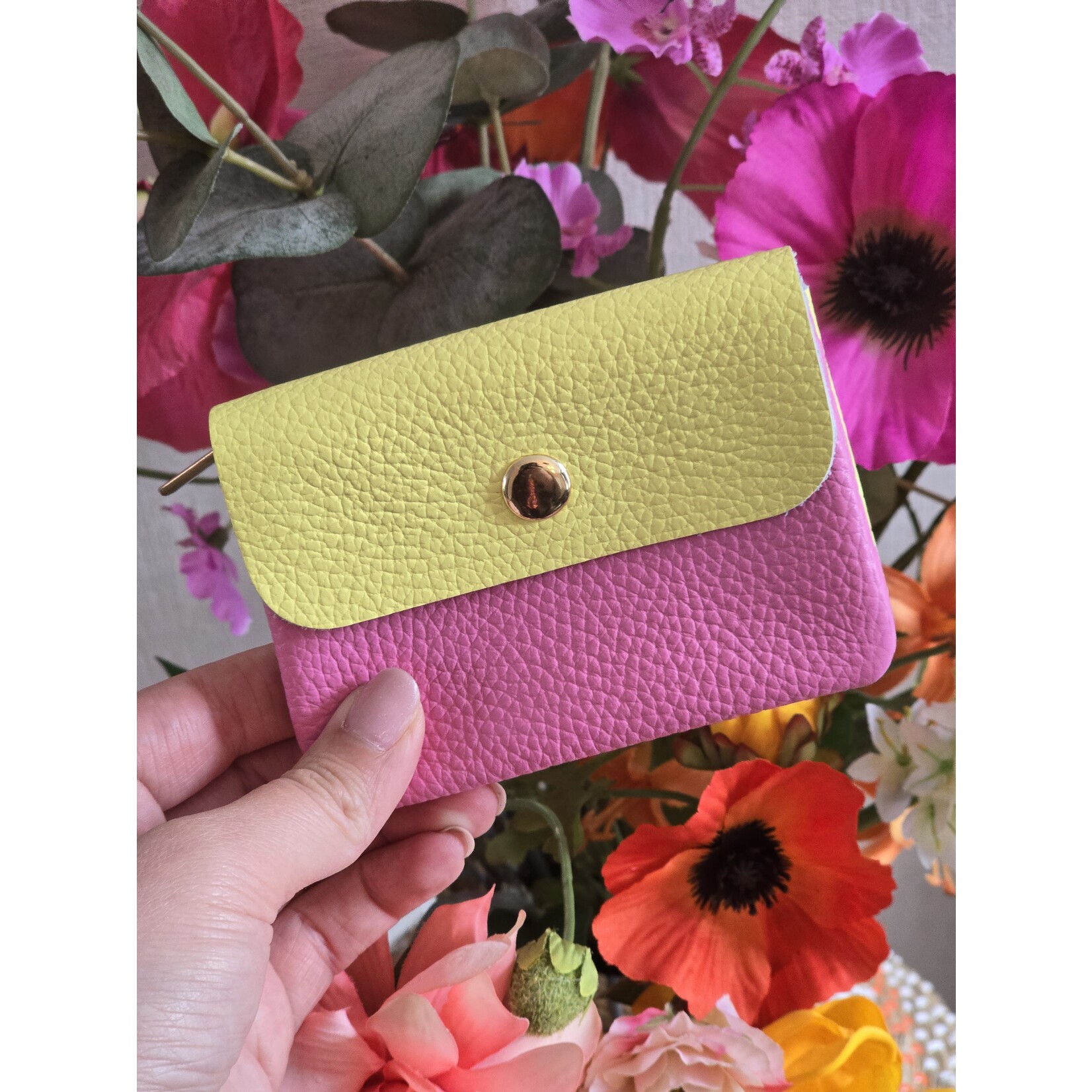 Portemonnee | Geel/roze