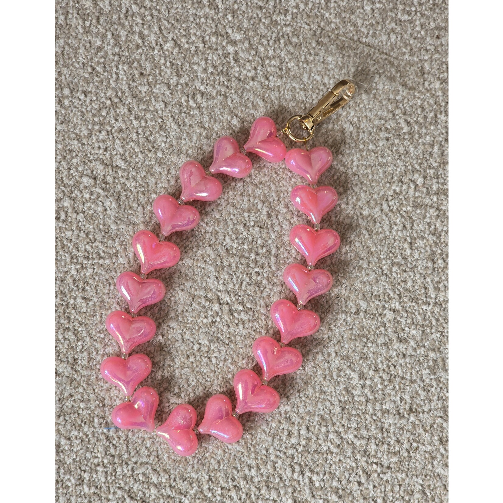 Telefoonkoord | Hartjes | Pearl pink