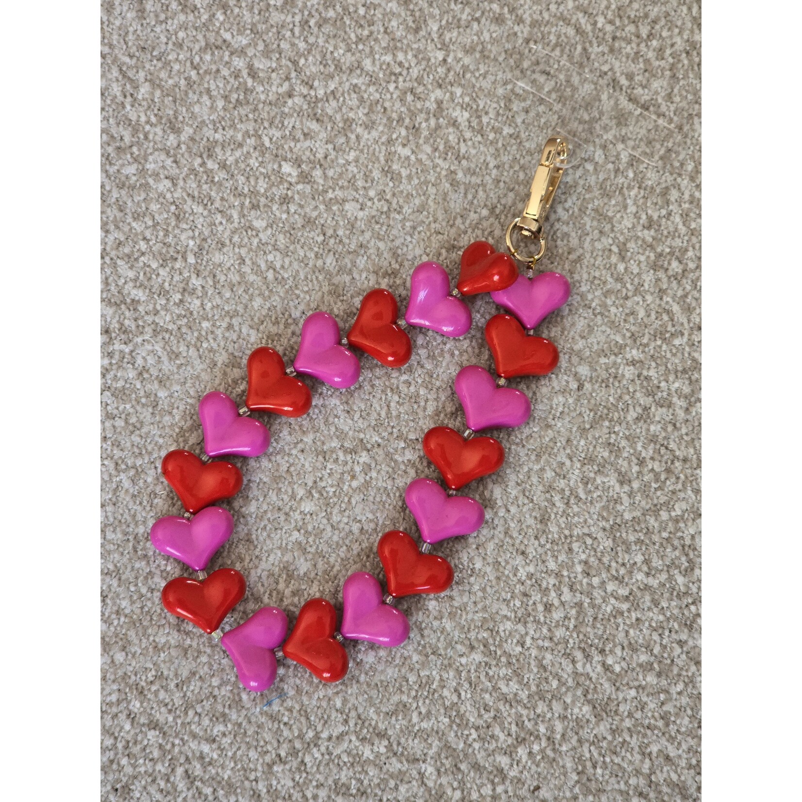 Telefoonkoord | Hartjes | Rood/roze