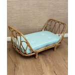 Poppie toys Poppenbed | Rotan | Lichtblauw