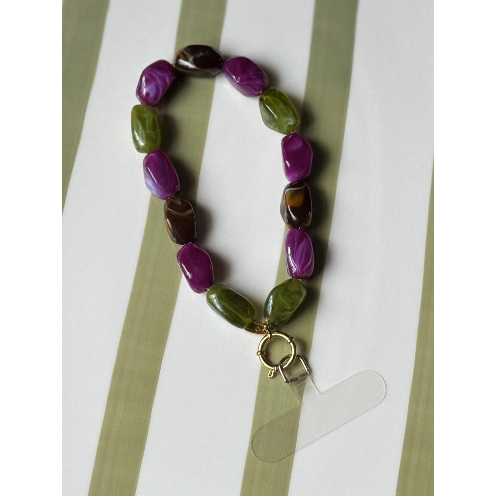 Telefoonkoord | Paars/groen/bruin