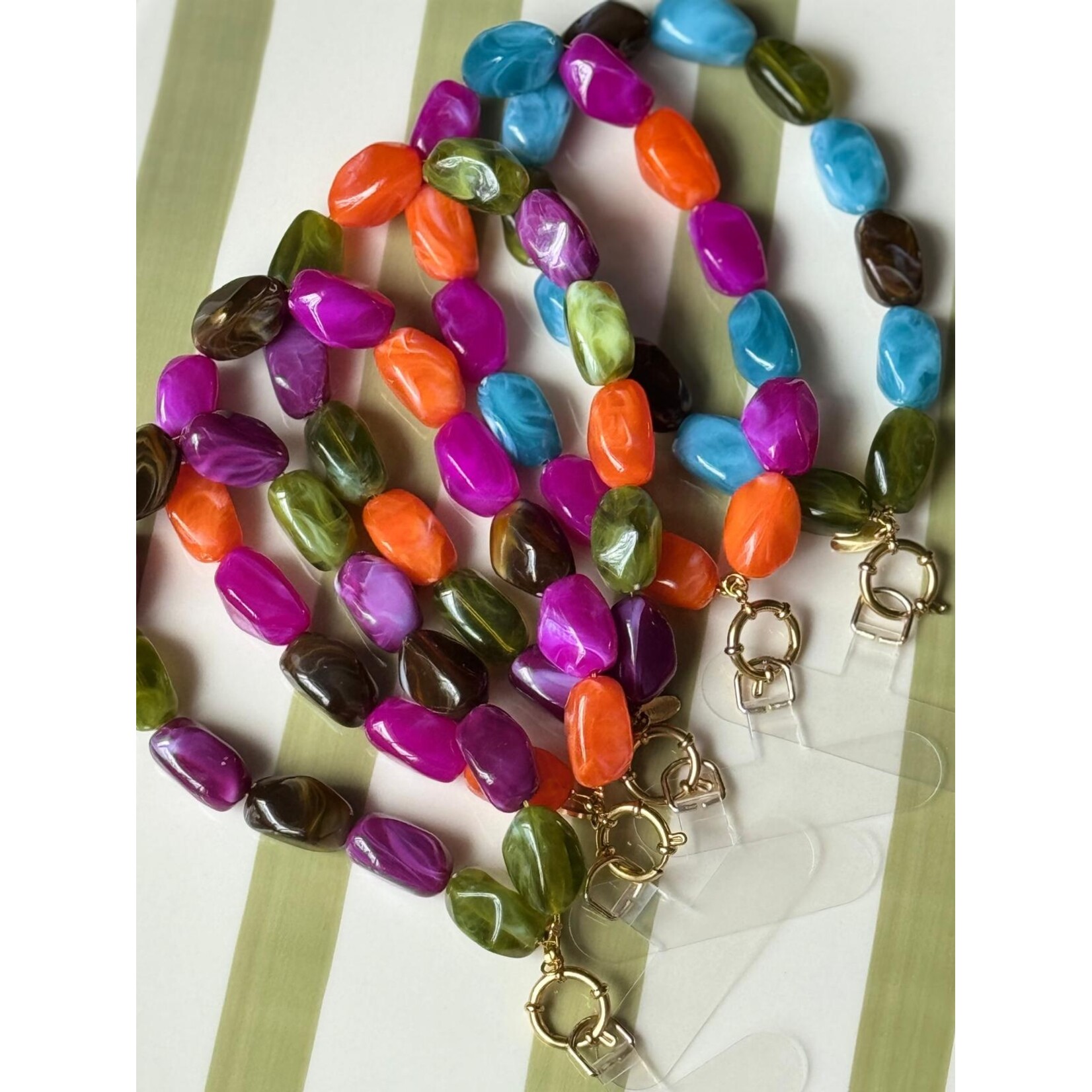 Telefoonkoord | Paars/groen/bruin