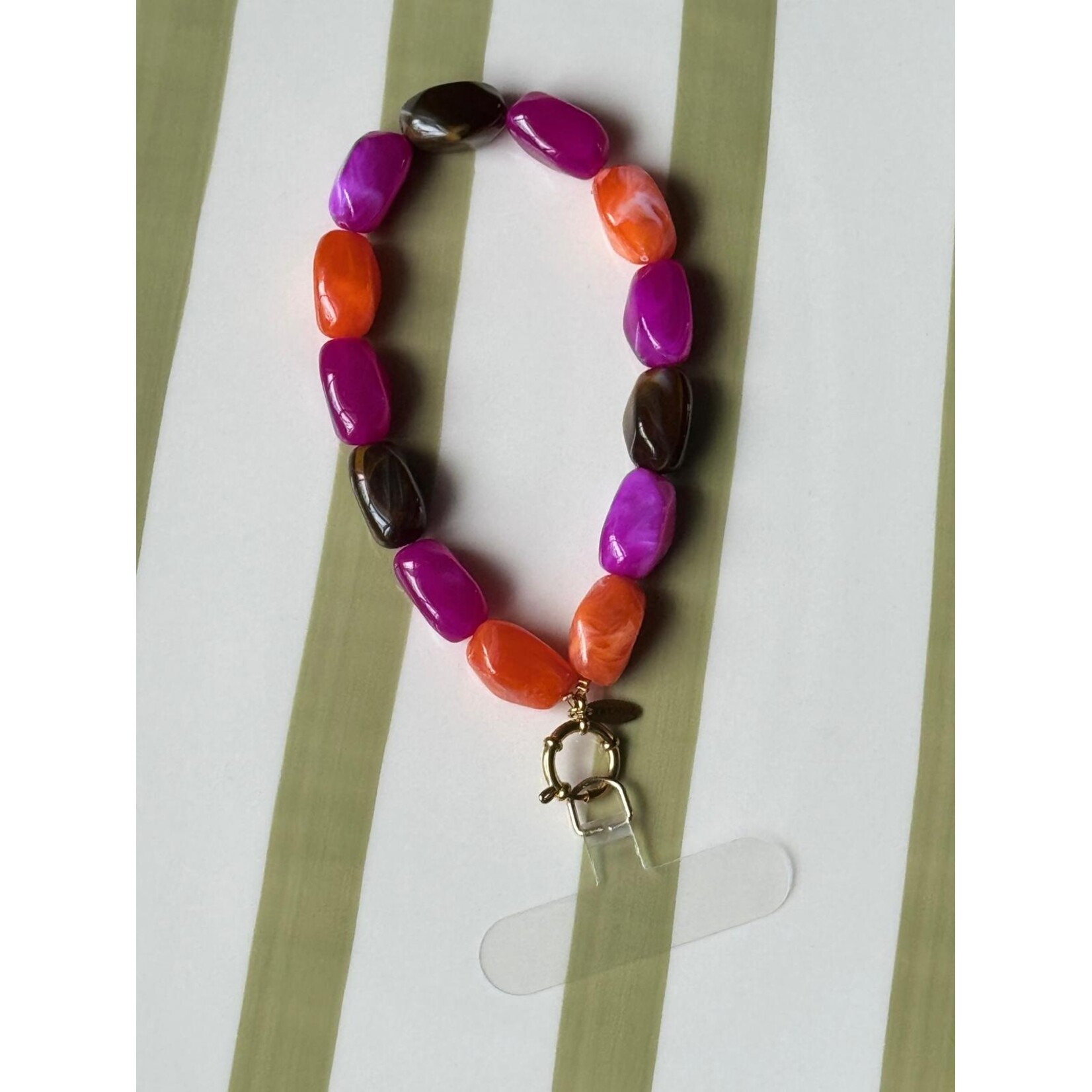 Telefoonkoord | Paars/oranje/bruin