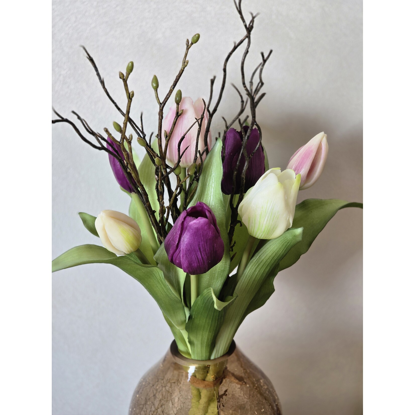 Siliconen tulpen met takjes | Real touch | Paars mix