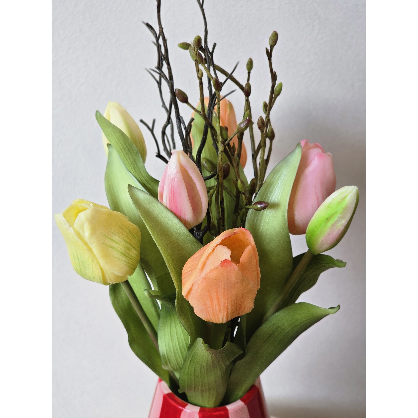 Siliconen tulpen met takjes | Real touch | Zalm mix