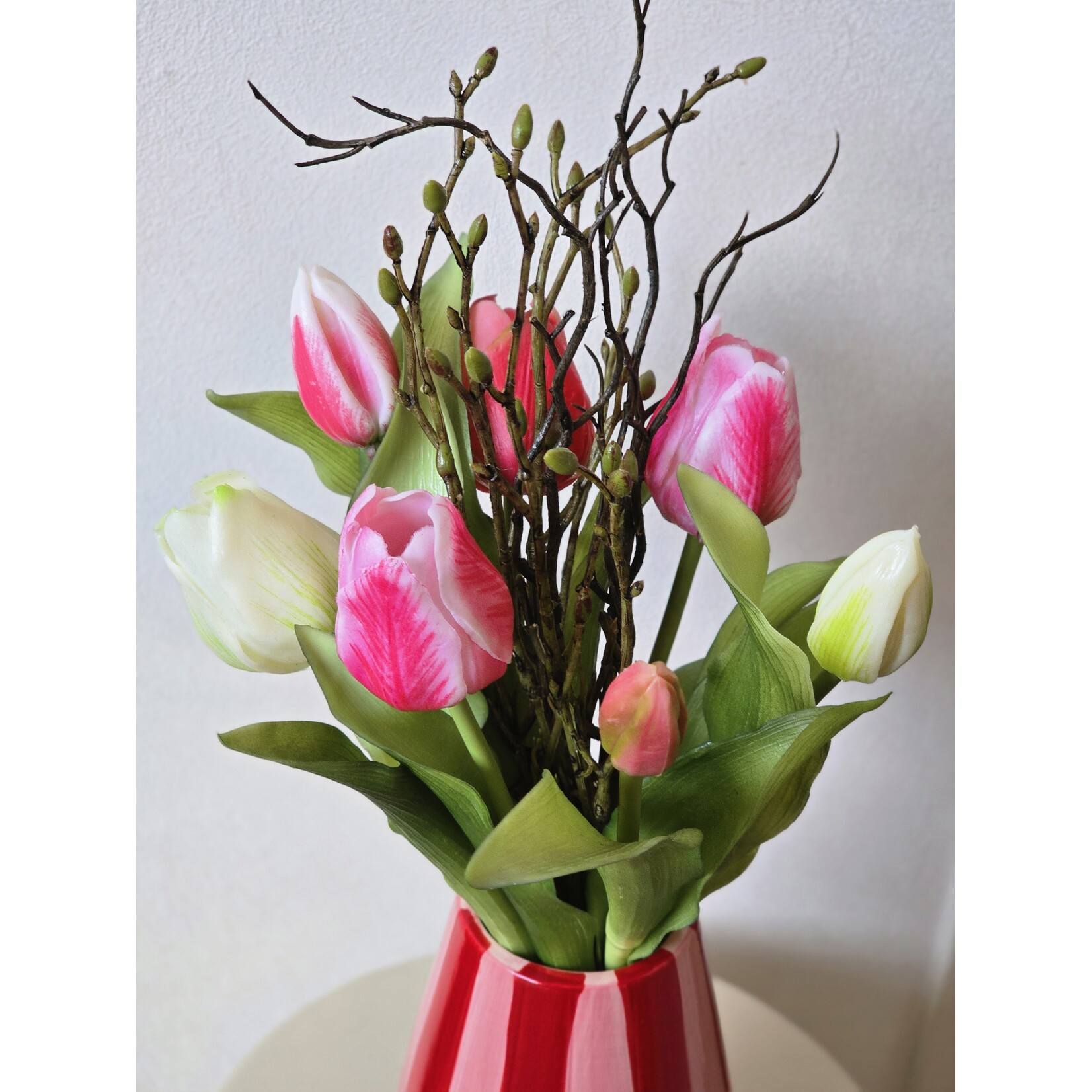 Siliconen tulpen met takjes | Real touch | Roze mix