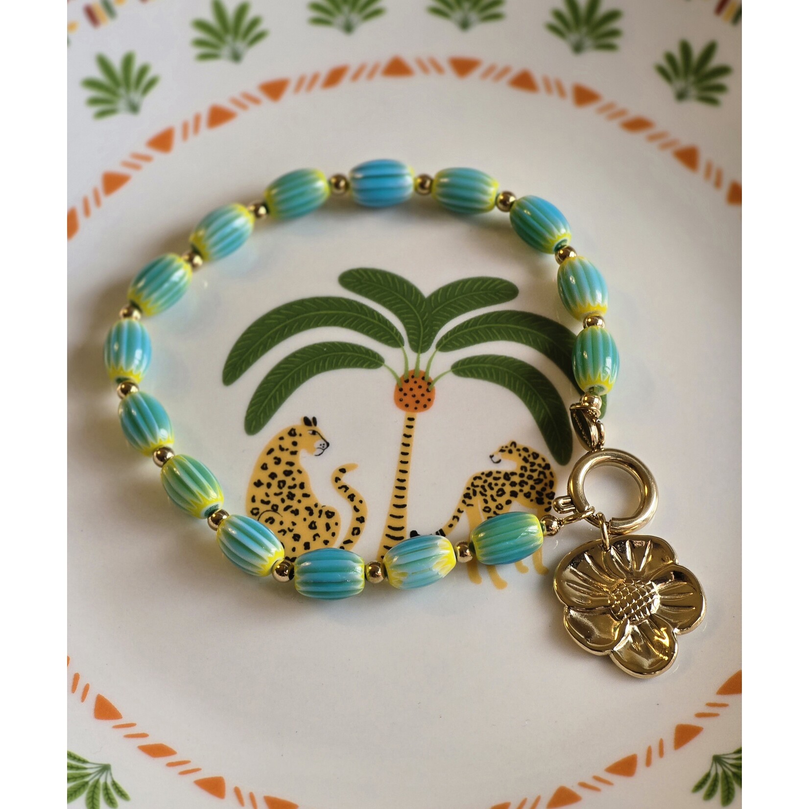 Armband | Blauw | Bloem