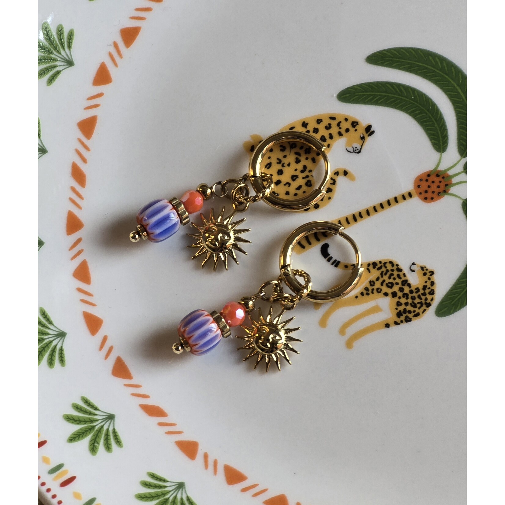 Oorbellen | Sun | Paars/oranje