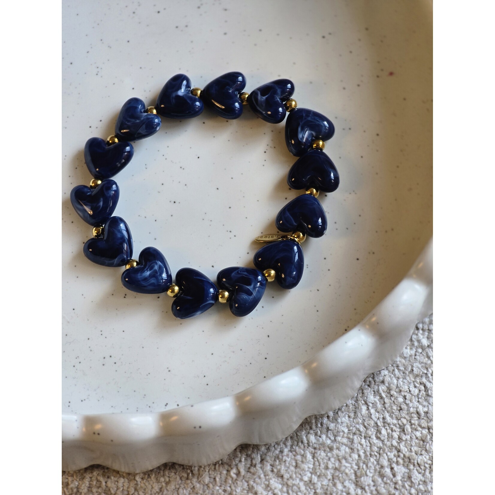 Armband | Hartjes | Donkerblauw
