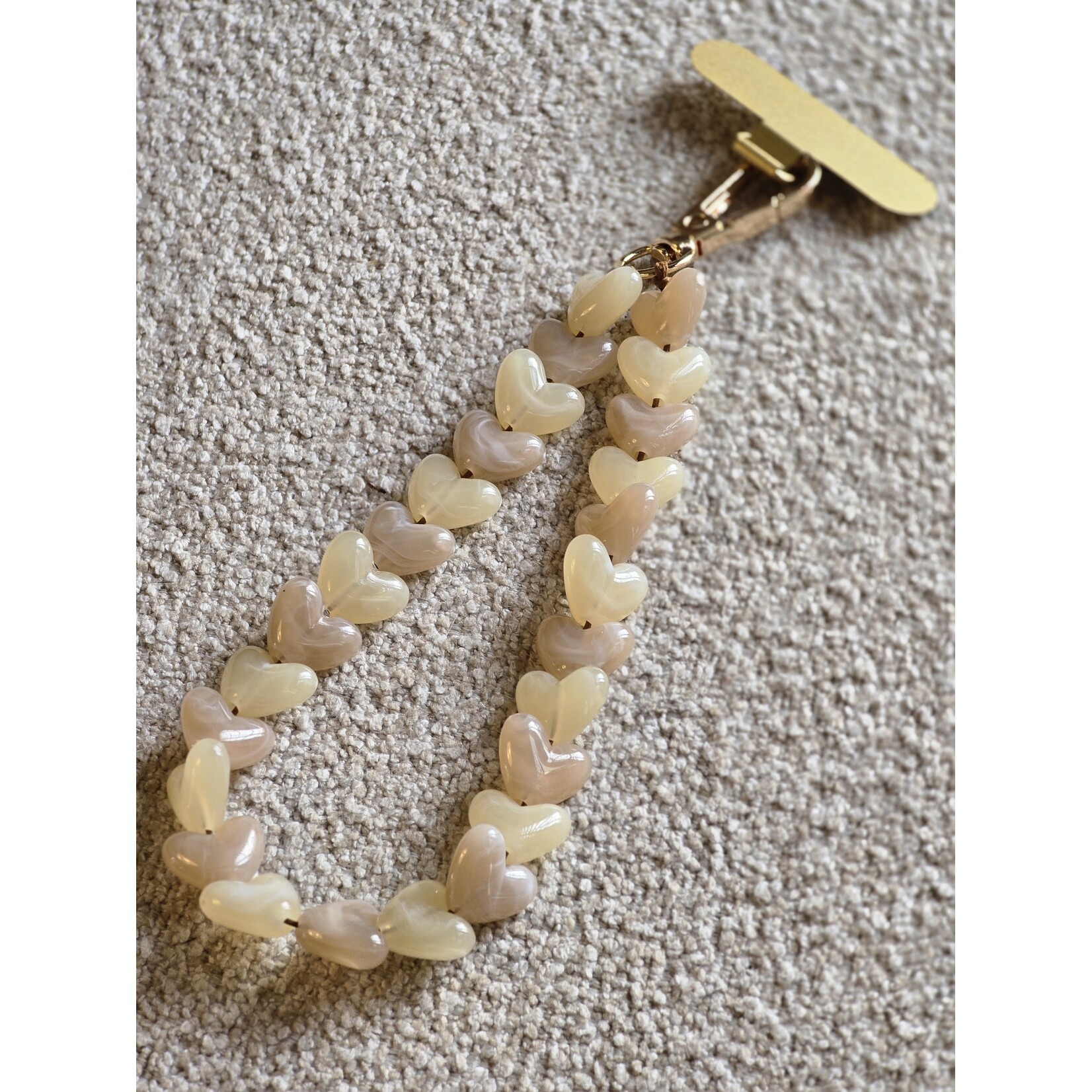 Telefoonkoord | Hartjes | Beige