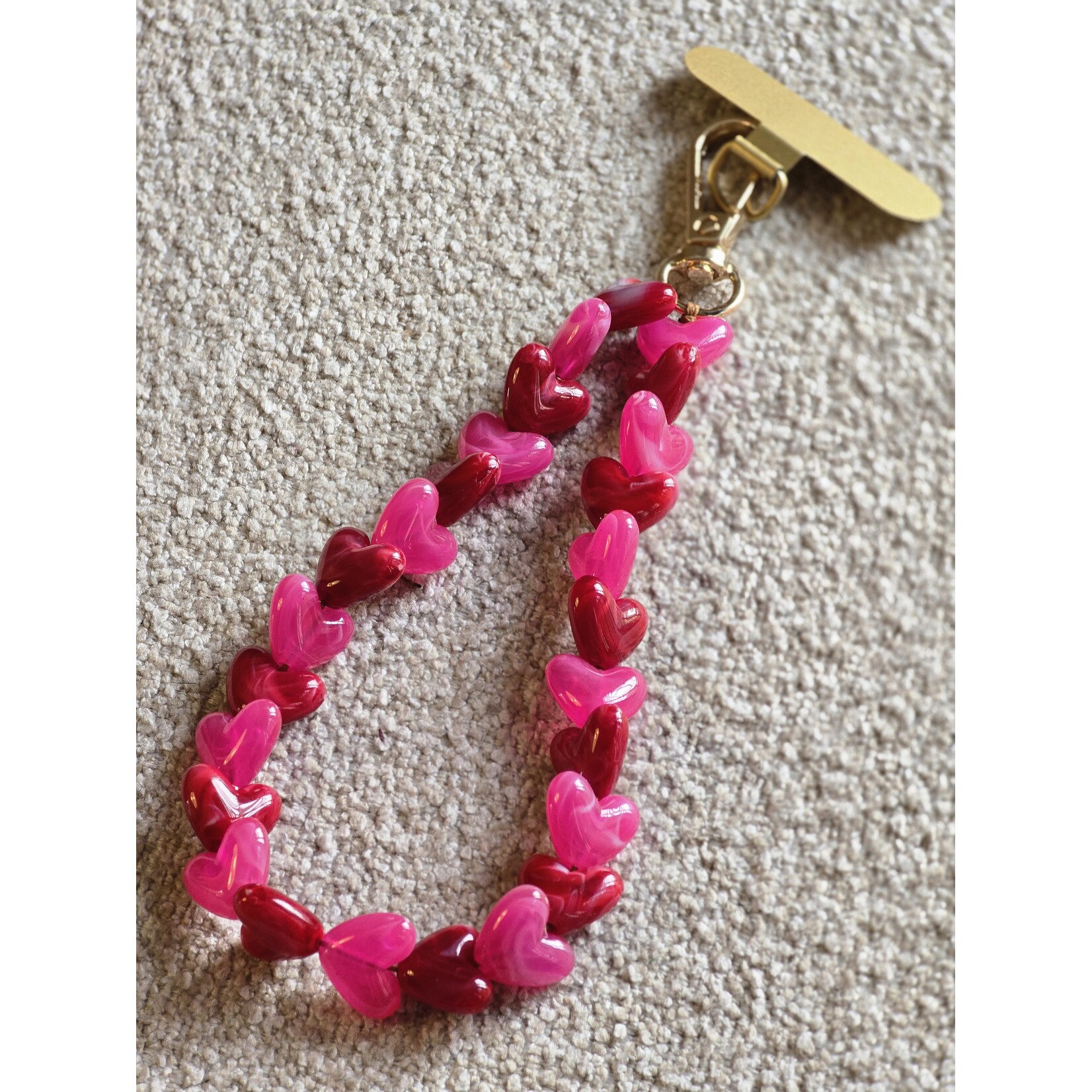 Telefoonkoord | Hartjes | Fuchsia