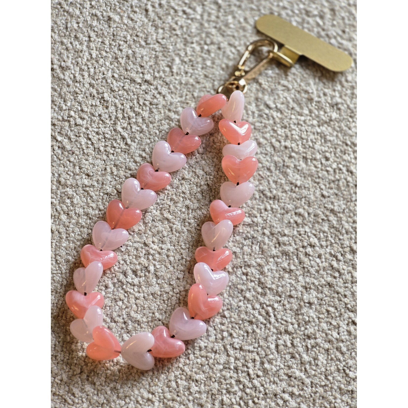 Telefoonkoord | Hartjes | Roze