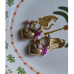 Oorbellen | Hart | Roze/rood/wit