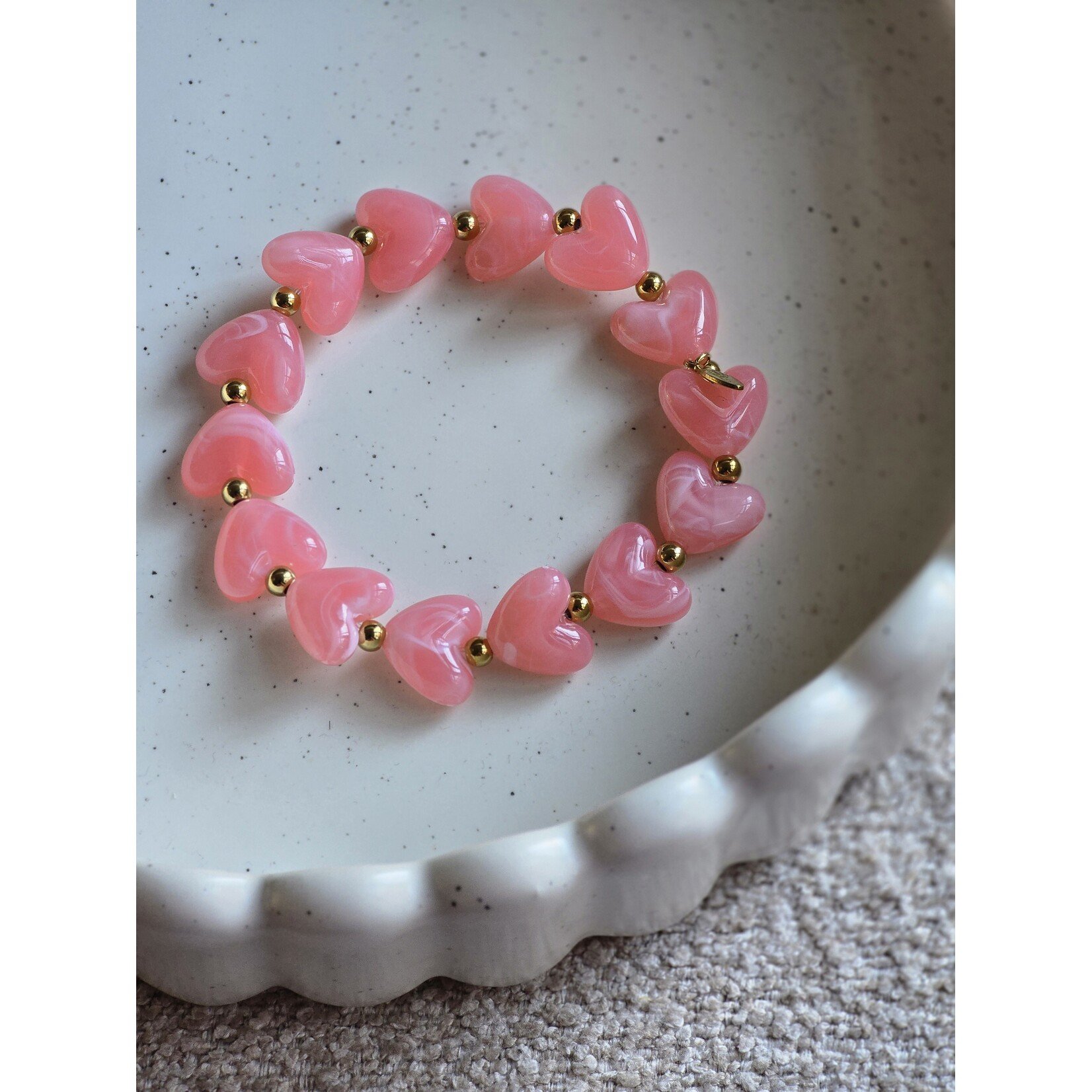 Armband | Hartjes | Lichtroze