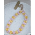 Telefoonkoord | Hartjes | Roze/geel