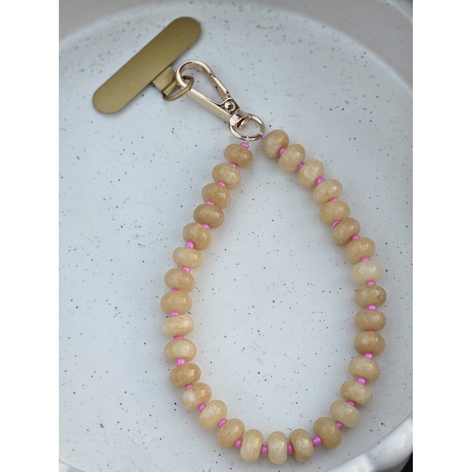 Telefoonkoord | Natuursteen | Geel/roze