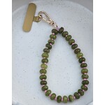 Telefoonkoord | Natuursteen | Groen/roze