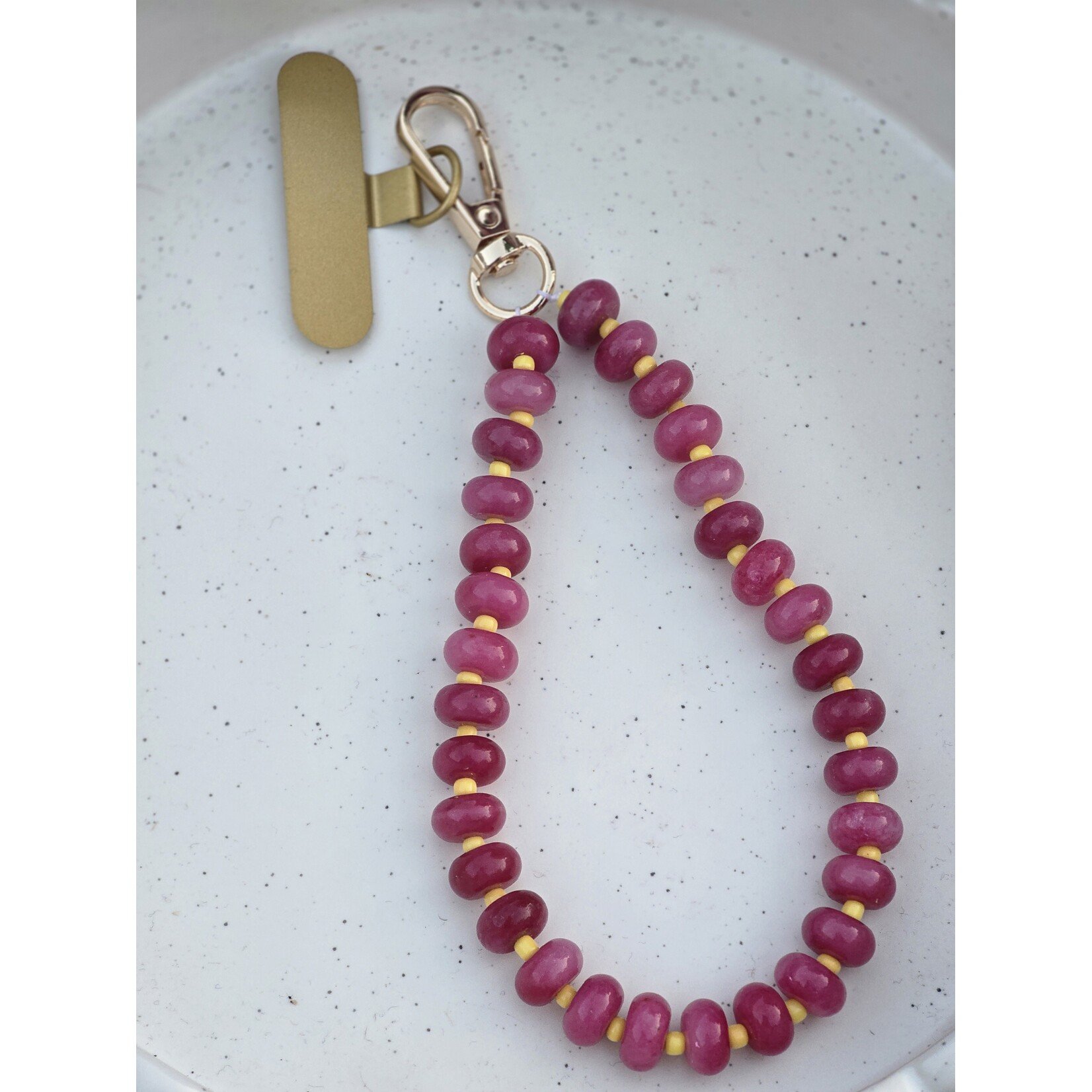 Telefoonkoord | Natuursteen | Roze/geel