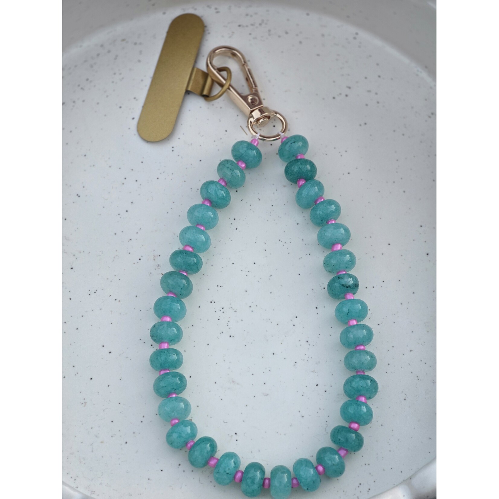 Telefoonkoord | Natuursteen | Blauw/roze