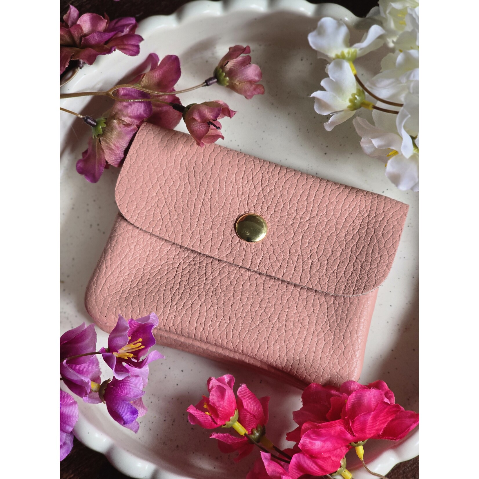 Portemonnee | Leer | Oud roze