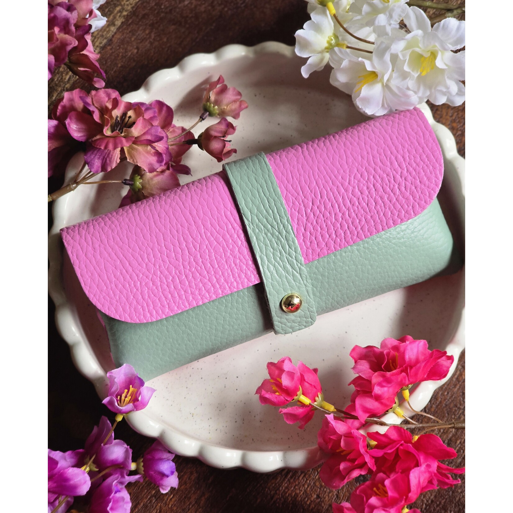 Zonnebrilhoesje | Roze/groen